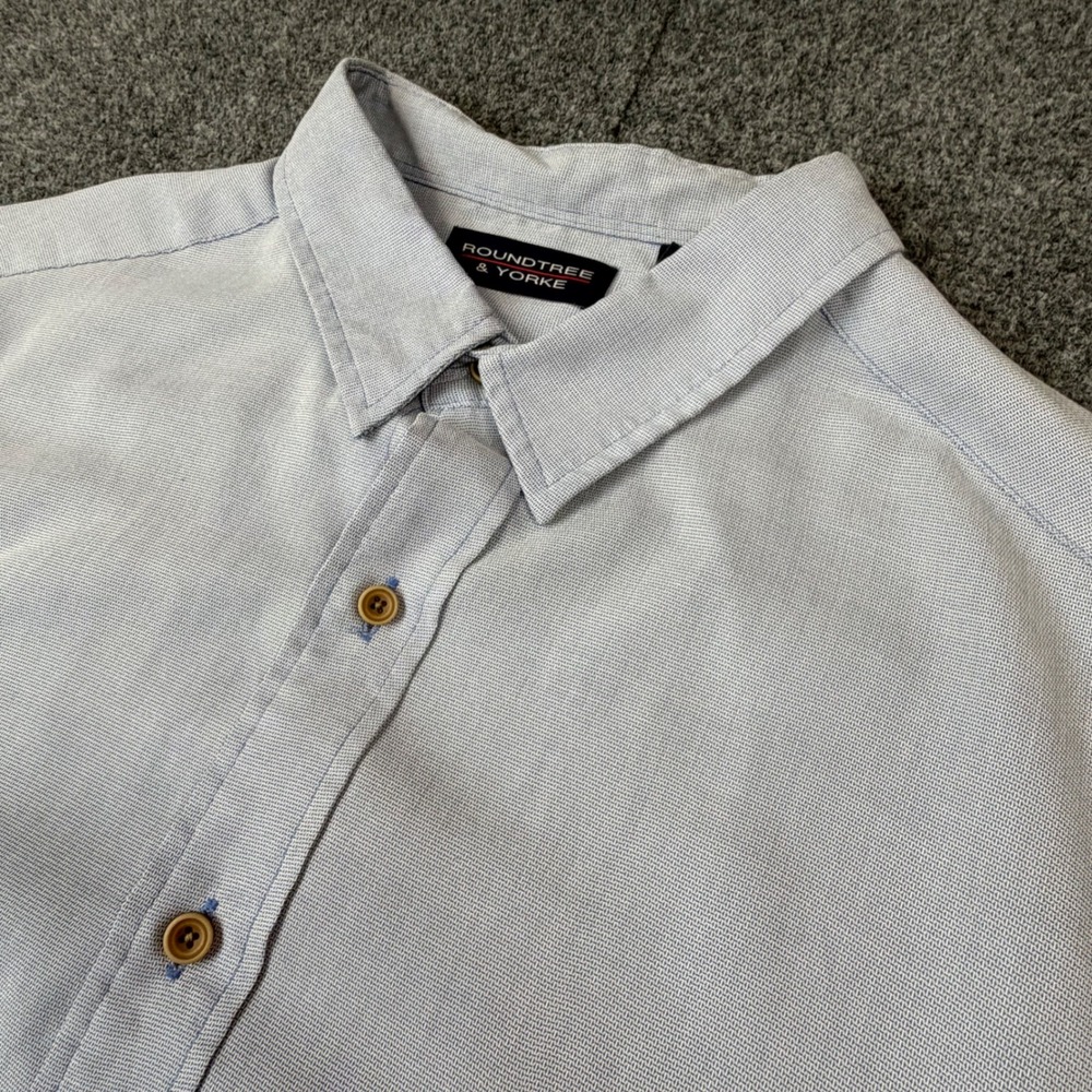 Roundtree & Yorke Mens 3XB Light Blue Modal Blend Short Sleeve Button Down Shirt
